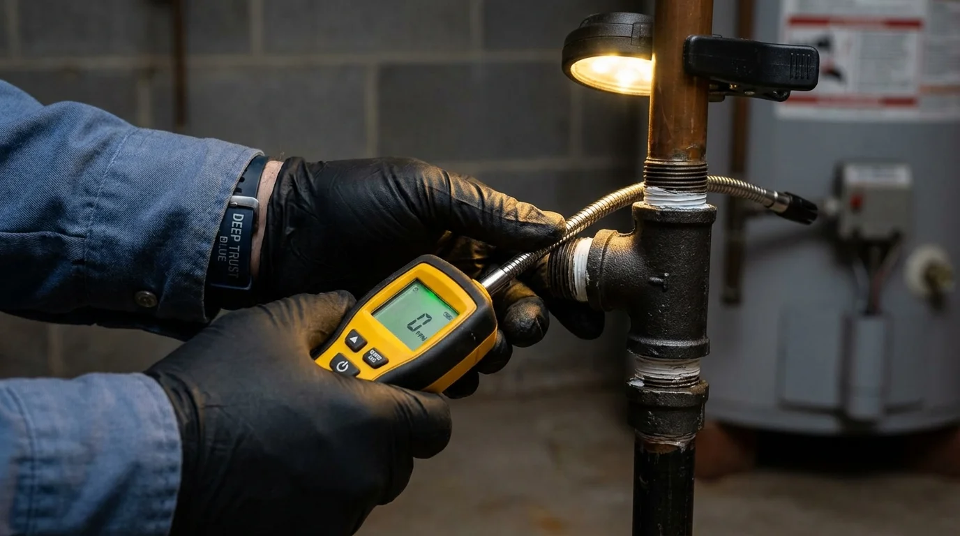 Gas leak detection with electronic sniffer by Johns Plumbing LLC in Arapaho